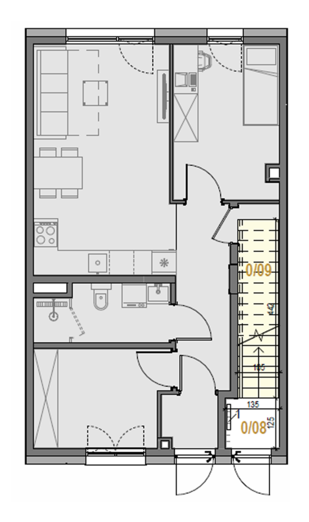 Rzut mieszkania 4/4B